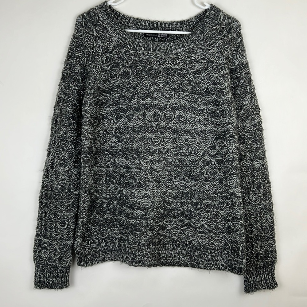 ATMOSPHERE sweater unique stitch pattern blue with silver floss througho…